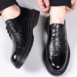 Cow Leather Formal Shoes Lace Up Men Oxfords Thick Bottom Men Fashion Wedding Party Men Dress Shoes Italian Designer Male Shoes