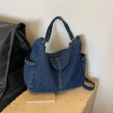 Casual Denim Shoulder Bags Simple Portable Large Capacity Retro Crossbody Bags for Women Fashion Tote on Sale