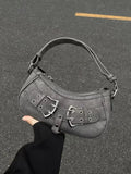 Sweet Cool Denim Grey Shoulder Bag Women Y2k Grunge Hot Girls Casual Handbag Lady Vintage Versatile Underarm Bag Autumn