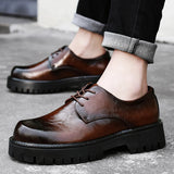 New Black Business Lace Up Men Oxford Shoes Comfort Platform Shoes Wedding Height Shoes Men's Fashion Thick Soled Leather Shoes