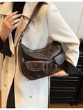 Vintage Coffee Shoulder Bag Women Retro New Autumn Pocket Chic Casual Underarm Bag Female Hot Girls Y2k Handbag Bolsa