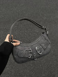 Sweet Cool Denim Grey Shoulder Bag Women Y2k Grunge Hot Girls Casual Handbag Lady Vintage Versatile Underarm Bag Autumn