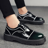 Fashion Patent Leather Casual Leather Shoes Casual Bright Mens Shoes Luxury Thick bottom Party Oxford Shoes Shiny Designer Shoes