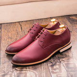 English Style Red Classic Men's Leather Casual Shoes Interview Men's Business Shoes Versatile Pointed Groom's Wedding Shoes