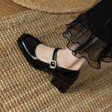 Shoes for Woman Japanese Style Lolita Women's Summer Footwear Square Heels Mary Jane Toe Black Platform High Pumps Gothic E