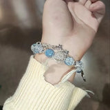 Design Star Chain Tassel Bracelet for Women Fantasy Blue Crystal Beads Elastic Rope Bracelet Best Friend Jewelry Gifts