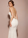 White Backless Lace-up Sexy Maxi Dress For Women Gown Summer New Spaghetti Strap Sleeveless Bodycon Party Long Dress