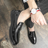 Platform Shoes Loafers Original Men Patent Leather Wedding Shoes Black Formal Business Luxury Slip-on Casual Leather Shoes