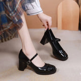 Shoes for Women High Heels Round Toe Ladies Summer Footwear White Block Heel Pumps on Heeled Mary Jane Gothic Chunky Offer