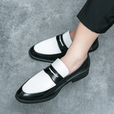 Fashion Color Mixed Mens Party Loafers Black White Business Leather Shoes Luxury Goods Summer New Coffee White Slip-On Shoes