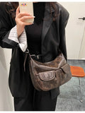 Vintage Coffee Shoulder Bag Women Retro New Autumn Pocket Chic Casual Underarm Bag Female Hot Girls Y2k Handbag Bolsa