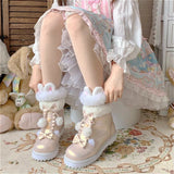 Bear Bow Fuzzy Ball Lolita Snow Boots MK15496