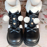 Bear Bow Fuzzy Ball Lolita Snow Boots MK15496