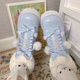 Bear Bow Fuzzy Ball Lolita Snow Boots MK15496