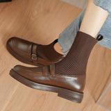 Chic Pure Color Round Toe Martin Boots