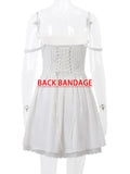 Lace Up Ruffle Backless Sexy Dresses Women Robes Elegant Evening Party Dress Bodycon Mini Summer Dress Vestidos