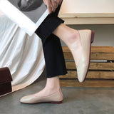 Fashion Low-heeled Non-slip Shoes Women Summer And Autumn Casual Square Toe Flat Leather Shoes Shallow Mouth Simple Shoes
