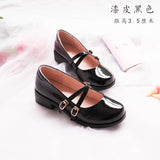 Round Head Fairy Shallow Women Shoes Female Mary Jane Cross Buckle Lolita Girls Vintage Retro Mid Heel 3.5cm Harujuku Cosplay