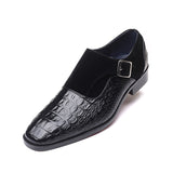 Men's Business Dress Shoes Crocodile Grain Leather Office Shoes Mens Buckle Casual Wedding Shoes Fashion Men Flats Plus Size