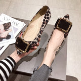 Lady Shoes Flat Heel Leopard Fashion Classic All Match Extra Big Size 44 45 46 Small Size 31 32 33 34 Pointed Toe Women Flats