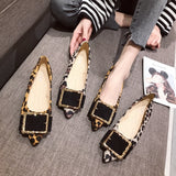 Lady Shoes Flat Heel Leopard Fashion Classic All Match Extra Big Size 44 45 46 Small Size 31 32 33 34 Pointed Toe Women Flats