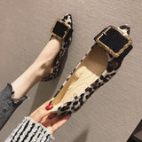 Lady Shoes Flat Heel Leopard Fashion Classic All Match Extra Big Size 44 45 46 Small Size 31 32 33 34 Pointed Toe Women Flats