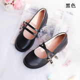 Round Head Fairy Shallow Women Shoes Female Mary Jane Cross Buckle Lolita Girls Vintage Retro Mid Heel 3.5cm Harujuku Cosplay