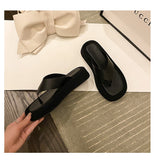 Meotina Flip Flop Sandals Square Toe Slides Summer Platform Wedge Slippers Fashion  Design Sandasl Women Shoes White