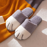 Winter House Cotton Slippers Warm Fur Shoes Comfortable Cute Lovely Cartoon Cat Indoor Bedroom Women Men Lovers Furry Slides