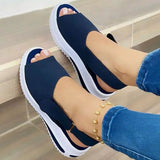 Fashion Shoes Women Platform Sandals Stretch Fabric Summer Women's Shoes Comfort Walking Ladies Sandalias Female Casual Footwear