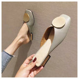 Brand Designer Women Slippers Slip On Mules Flat Heel Casual Shoes British Buckle Slides Wooden Block Heels Summer Footwear