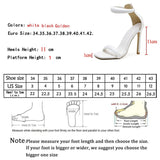 Summer Silver Gold Peep Toe High Heel  Sandals Sexy Buckle Strap Ankle-Wrap Ladies Club Women Stripper Shoes