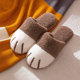 Winter House Cotton Slippers Warm Fur Shoes Comfortable Cute Lovely Cartoon Cat Indoor Bedroom Women Men Lovers Furry Slides