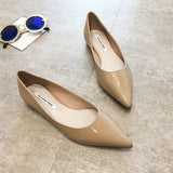 Flat Heel Shoes Women Pointed Toe Patent Leather Lemon Yellow Wine Red Lady Fashion Flats Candy Color Flat Sole Large Size 42 43