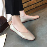 Fashion Low-heeled Non-slip Shoes Women Summer And Autumn Casual Square Toe Flat Leather Shoes Shallow Mouth Simple Shoes