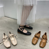 Women Round Toe Flats Shoes Shallow Slip On Ballet Flat Ankle Strap Casual Loafers Soft Ballerina