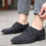 Men Classic Business Shoes Man Dress Shoes Fashion Korea Pointed Toe Lace-Up Formal Wedding Shoes Men Black Lattice 999