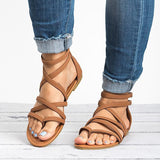 Factory Direct Women Sandals Plus Size 43 Gladiator Sandals For Beach Flat Summer Shoes Woman Zip Dropshipping Chaussures Femme