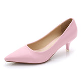 New Women's Shoes On Heels Elegant Medium High Heeled Ladies Pointed Toe 5cm Fashion Pumps For Woman Office Black Pink Red E0005