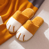 Winter House Cotton Slippers Warm Fur Shoes Comfortable Cute Lovely Cartoon Cat Indoor Bedroom Women Men Lovers Furry Slides