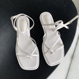 Summer Women Sandal Shoes Low Round Heel Narrow Band Gladiator Casual Sandal Ladies Casual Outdoor Beach Slides
