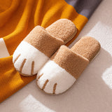 Winter House Cotton Slippers Warm Fur Shoes Comfortable Cute Lovely Cartoon Cat Indoor Bedroom Women Men Lovers Furry Slides