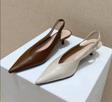 Fashion Brand Sandals Mules Women Shallow Mouth Pointed Toe Shoes Low Heel Slip On Slides Slipper Shoes