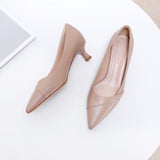 Spring Female Women's Loafers Pointed Toe Fashion Casual Ladies Thin Mid Heels Party Sweet Formal Elegant Slip-ons