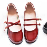 Round Head Fairy Shallow Women Shoes Female Mary Jane Cross Buckle Lolita Girls Vintage Retro Mid Heel 3.5cm Harujuku Cosplay