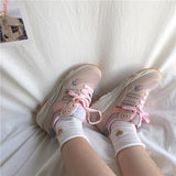 Autumn New White Pink Soft Sweet Girls Sneakers Female Trendy Lolita Running Shoes Korean Casual Sports Shoe For Kawaii Students