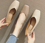 New Spring Flats Shoes Women Wooden Low Heel Ballet Square Toe Shallow Brand Shoe Slip On Loafer zapatos de mujer big size 36-41