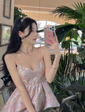 Pphmm Elegant Sleeveless Princess Mini Dress For Women 2022 Summer Female Floral Print Fancy Party Vestidos