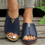 Casual Plus Size 44 Platform Slippers Women Summer Metal Decoration Wedge Sandals Woman  Non Slip Beach Flip Flops