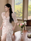 Summer French Style Women Elegant Party Print Dress Female Fashion A-Line Holiday Clothes
